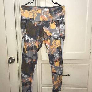 Bally Fitness Floral High Rise Gym Leggings Pocket